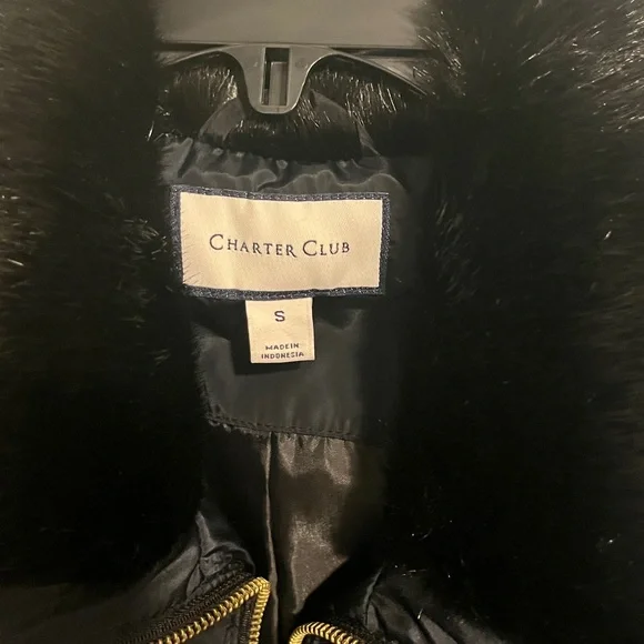 Charter Club Black Vest with Faux Fur Trim size small longline vest below hip - Picture 3 of 6